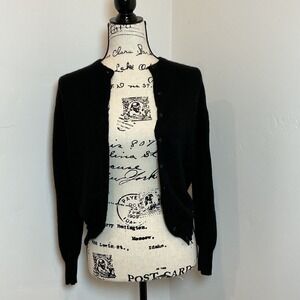 Classic Black 100% Cashmere Button Front Cardigan Sweater Women's Sz 36 Sz 4 US